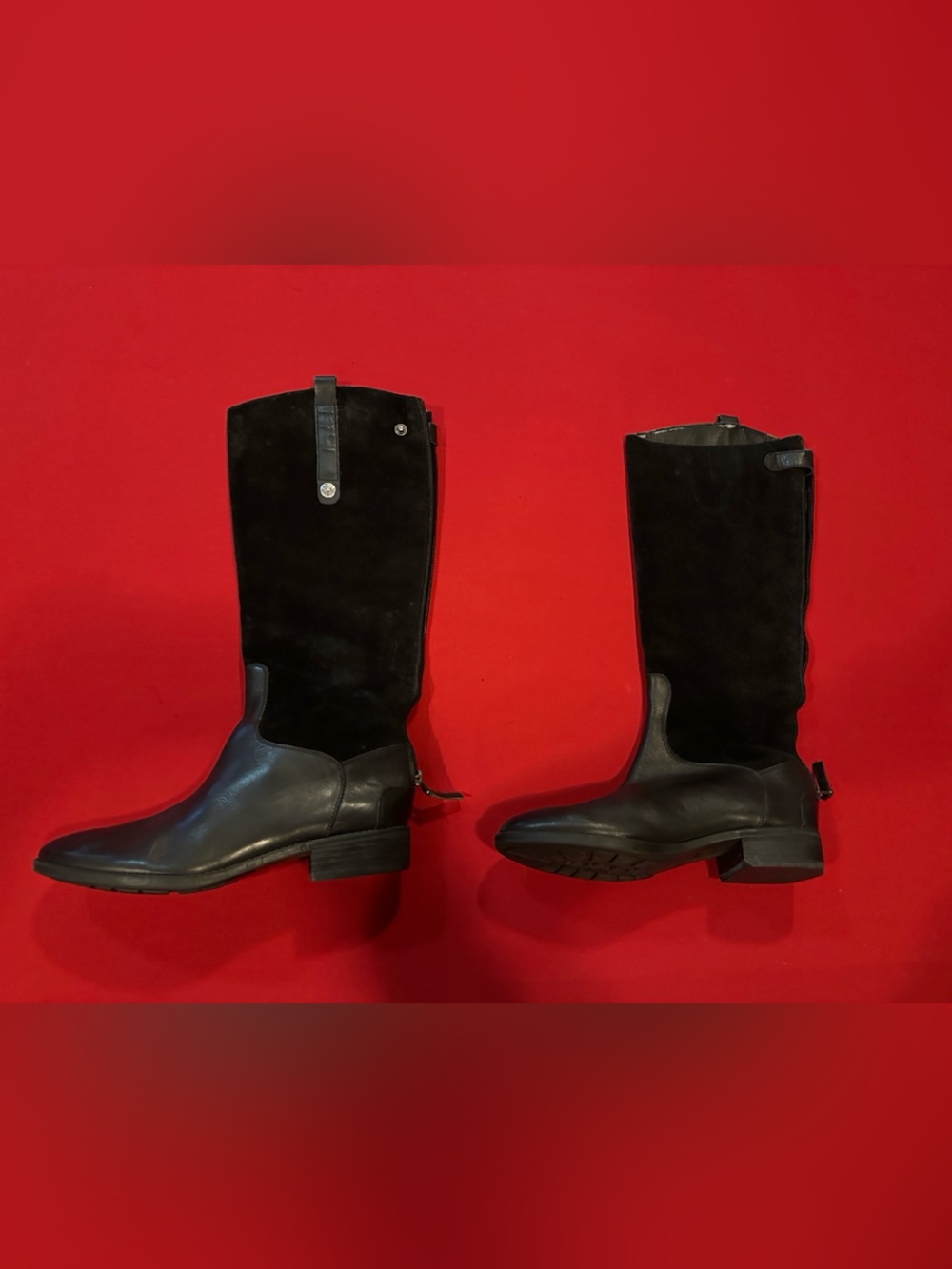 Sam Edelman PEMBROKE 

Knee-high western leather and suede stacked heel boots